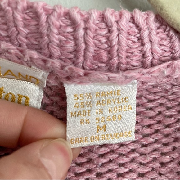 Vintage Huntington Ridge Cable Knit Pink Handknitted Cardigan Size M - Picture 6 of 8